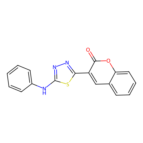 3-[5-(phenylamino)-1,3,4-thiadiazol-2-yl]-2H-chromen-2-one structure