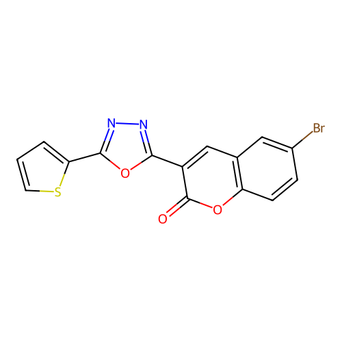 6-bromo-3-(5-(thiophen-2-yl)-1,3,4-oxadiazol-2-yl)-2H-chromen-2-one structure