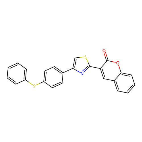 3-{4-[4-(phenylsulfanyl)phenyl]-1,3-thiazol-2-yl}-2H-chromen-2-one structure