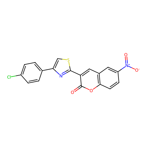 3-[4-(4-chlorophenyl)-1,3-thiazol-2-yl]-6-nitro-2H-chromen-2-one structure