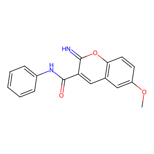 2-imino-6-methoxy-N-phenyl-2H-chromene-3-carboxamide structure
