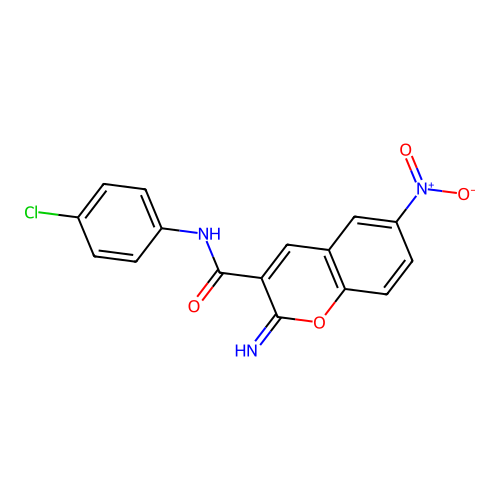 N-(4-chlorophenyl)-2-imino-6-nitro-2H-chromene-3-carboxamide structure