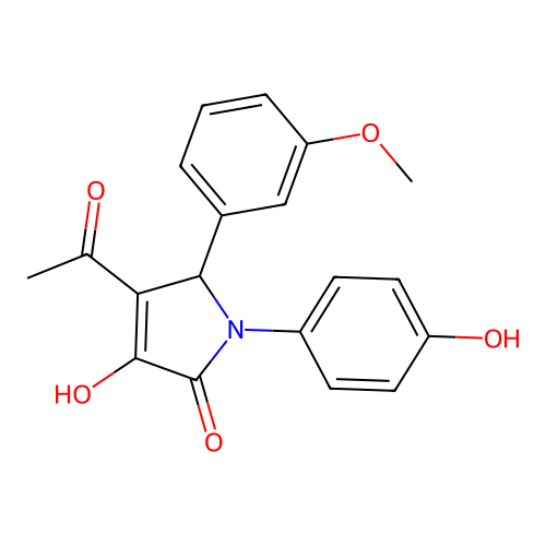 3-acetyl-4-hydroxy-1-(4-hydroxyphenyl)-2-(3-methoxyphenyl)-2H-pyrrol-5-one structure