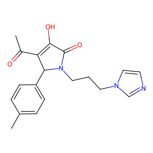 4-Acetyl-3-hydroxy-1-(3-imidazol-1-yl-propyl)-5-p-tolyl-1,5-dihydro-pyrrol-2-one structure