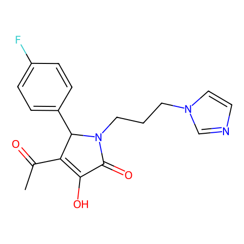 4-acetyl-5-(4-fluorophenyl)-3-hydroxy-1-[3-(1H-imidazol-1-yl)propyl]-1,5-dihydro-2H-pyrrol-2-one structure
