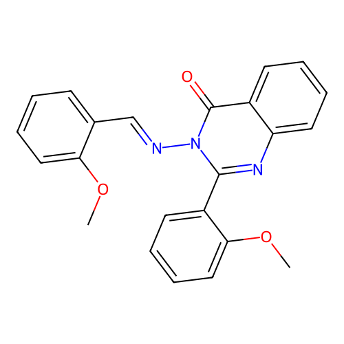 3-[(2-methoxybenzylidene)amino]-2-(2-methoxyphenyl)-4(3H)-quinazolinone structure