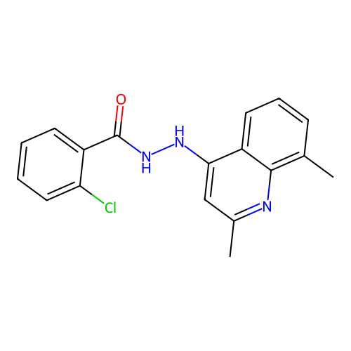 2-chloro-N'-(2,8-dimethylquinolin-4-yl)benzohydrazide structure