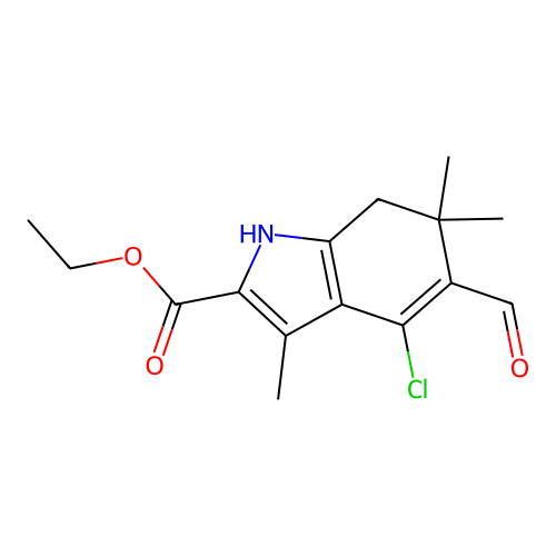 4-Chloro-5-formyl-3,6,6-trimethyl-6,7-dihydro-1H-indole-2-carboxylic acid ethyl ester structure