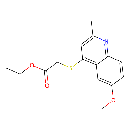 Ethyl 2-(6-methoxy-2-methyl-4-quinolylthio)acetate structure