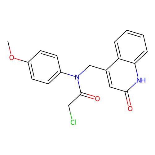 2-chloro-N-(4-methoxyphenyl)-N-[(2-oxo-1H-quinolin-4-yl)methyl]acetamide structure