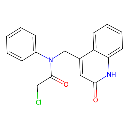 2-chloro-N-[(2-oxo-1,2-dihydroquinolin-4-yl)methyl]-N-phenylacetamide structure