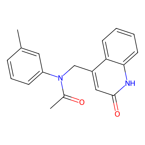 N-(3-methylphenyl)-N-[(2-oxo-1H-quinolin-4-yl)methyl]acetamide structure