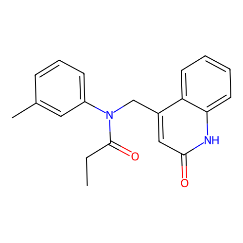 N-(3-methylphenyl)-N-[(2-oxo-1,2-dihydroquinolin-4-yl)methyl]propanamide structure