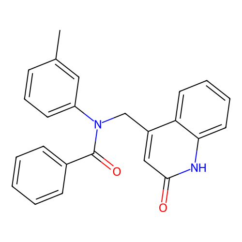 N-(3-methylphenyl)-N-[(2-oxo-1,2-dihydroquinolin-4-yl)methyl]benzamide structure