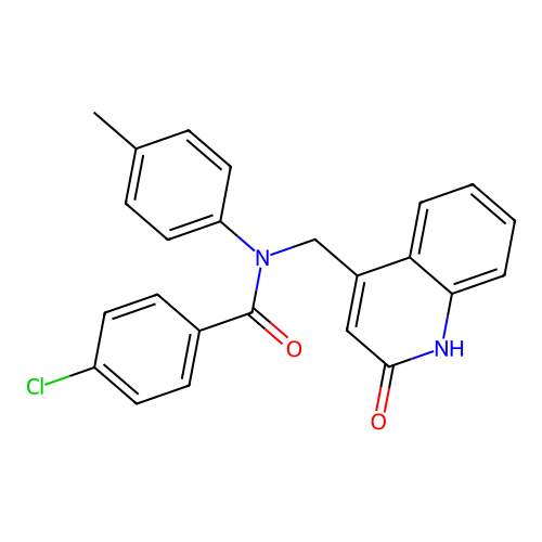 4-chloro-N-[(2-hydroxyquinolin-4-yl)methyl]-N-(4-methylphenyl)benzamide structure