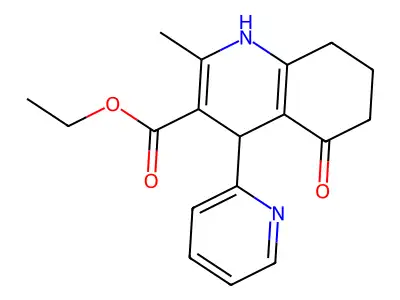 ethyl 2-methyl-5-oxo-4-(pyridin-2-yl)-1,4,5,6,7,8-hexahydroquinoline-3-carboxylate structure
