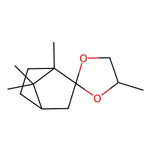 4,4',7',7'-Tetramethylspiro[1,3-dioxolane-2,3'-bicyclo[2.2.1]heptane] structure