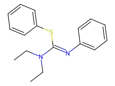 Carbamimidothioic acid, N,N-diethyl-N'-phenyl-, phenyl ester structure