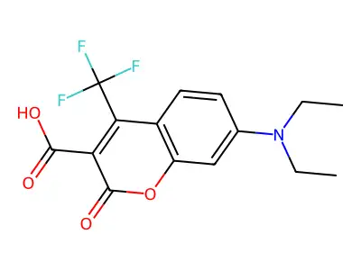 7-(Diethylamino)-2-oxo-4-(trifluoromethyl)-2H-chromene-3-carboxylic acid structure