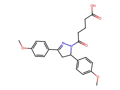 5-[3,5-bis(4-methoxyphenyl)-4,5-dihydro-1H-pyrazol-1-yl]-5-oxopentanoic acid structure