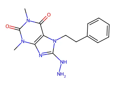 8-hydrazinyl-1,3-dimethyl-7-phenethyl-1H-purine-2,6(3H,7H)-dione structure