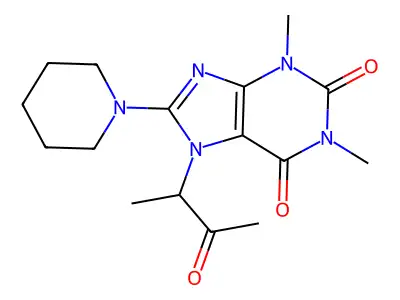 1,3-dimethyl-7-(3-oxobutan-2-yl)-8-(piperidin-1-yl)-1H-purine-2,6(3H,7H)-dione structure