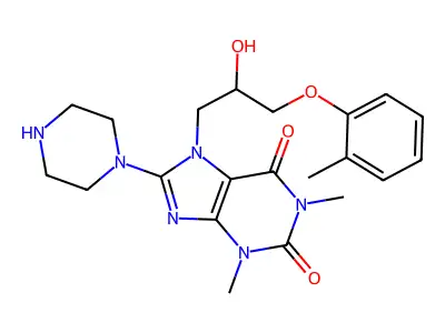 7-(2-hydroxy-3-(o-tolyloxy)propyl)-1,3-dimethyl-8-(piperazin-1-yl)-1H-purine-2,6(3H,7H)-dione structure