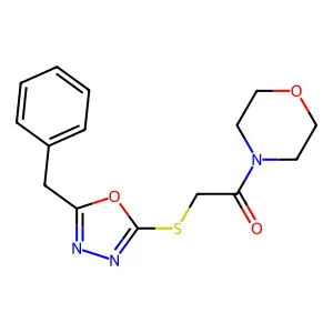 2-(5-Benzyl-[1,3,4]oxadiazol-2-ylsulfanyl)-1-morpholin-4-yl-ethanone structure