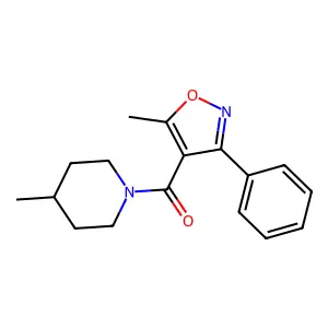 4-Methyl-1-[(5-methyl-3-phenyl-4-isoxazolyl)carbonyl]piperidine structure