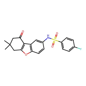 N-(7,7-dimethyl-9-oxo-6,8-dihydrodibenzofuran-2-yl)-4-fluorobenzenesulfonamide structure