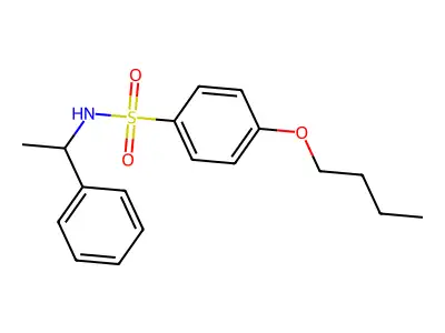 4-butoxy-N-(1-phenylethyl)benzenesulfonamide structure