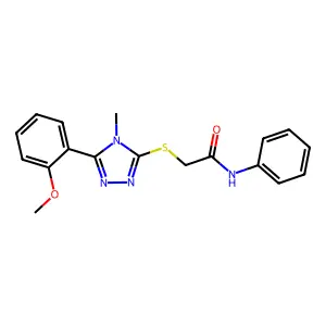 2-[[5-(2-methoxyphenyl)-4-methyl-1,2,4-triazol-3-yl]sulfanyl]-N-phenylacetamide structure