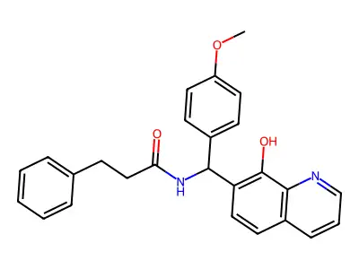 N-((8-Hydroxyquinolin-7-yl)(4-methoxyphenyl)methyl)-3-phenylpropanamide structure