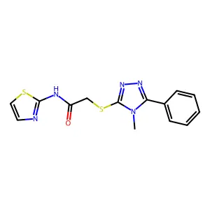2-[(4-methyl-5-phenyl-1,2,4-triazol-3-yl)sulfanyl]-N-(1,3-thiazol-2-yl)acetamide structure