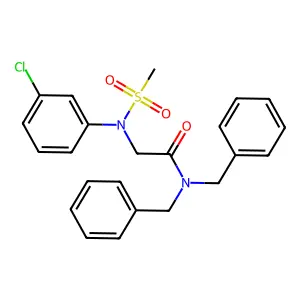 N,N-dibenzyl-2-(3-chloro-N-methylsulfonylanilino)acetamide structure