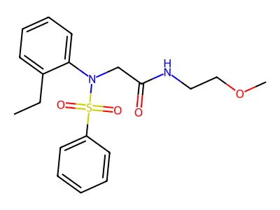 2-[N-(benzenesulfonyl)-2-ethylanilino]-N-(2-methoxyethyl)acetamide structure