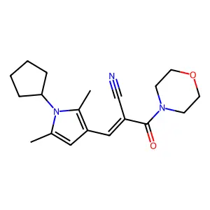 (2E)-3-(1-cyclopentyl-2,5-dimethyl-1H-pyrrol-3-yl)-2-(morpholin-4-ylcarbonyl)prop-2-enenitrile structure