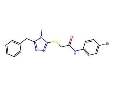N-(4-bromophenyl)-2-[4-methyl-5-benzyl(1,2,4-triazol-3-ylthio)]acetamide structure