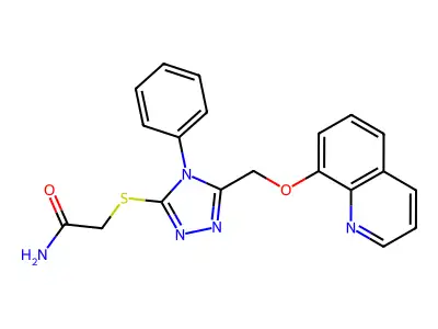 2-[[4-Phenyl-5-(quinolin-8-yloxymethyl)-1,2,4-triazol-3-yl]sulfanyl]acetamide structure