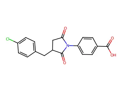 4-{3-[(4-Chlorophenyl)methyl]-2,5-dioxopyrrolidin-1-yl}benzoic acid structure