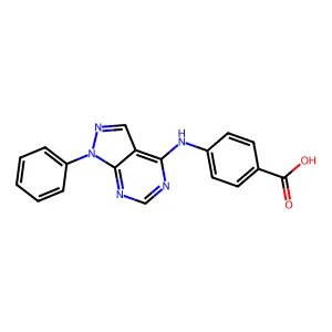 4-[(1-Phenylpyrazolo[3,4-d]pyrimidin-4-yl)amino]benzoic acid structure