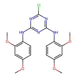 6-chloro-N,N'-bis(2,4-dimethoxyphenyl)-1,3,5-triazine-2,4-diamine structure