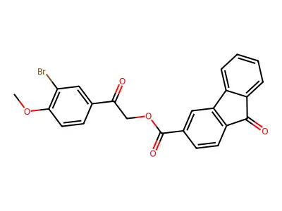 2-(3-bromo-4-methoxyphenyl)-2-oxoethyl 9-oxo-9H-fluorene-3-carboxylate structure