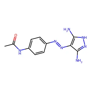 N-(4-(2-(3,5-diamino-4H-pyrazol-4-ylidene)hydrazinyl)phenyl)acetamide structure