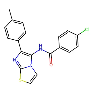 4-chloro-N-[6-(4-methylphenyl)imidazo[2,1-b][1,3]thiazol-5-yl]benzamide structure