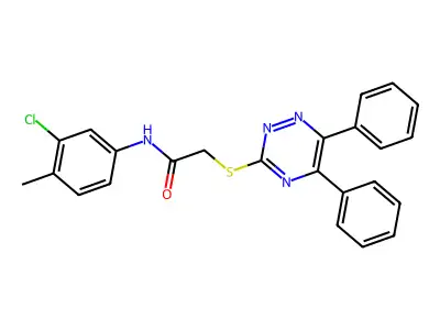 N-(3-Chloro-4-methylphenyl)-2-((5,6-diphenyl-1,2,4-triazin-3-yl)thio)acetamide structure