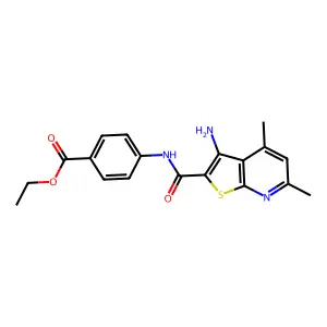 Ethyl 4-{3-amino-4,6-dimethylthieno[2,3-b]pyridine-2-amido}benzoate structure