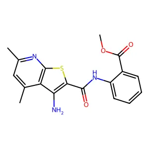 Methyl 2-{3-amino-4,6-dimethylthieno[2,3-b]pyridine-2-amido}benzoate structure