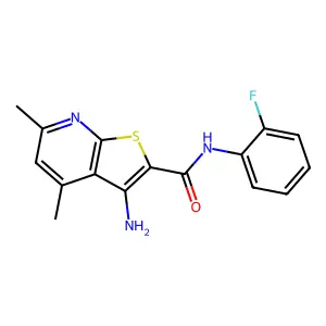 3-Amino-N-(2-fluorophenyl)-4,6-dimethylthieno[2,3-b]pyridine-2-carboxamide structure