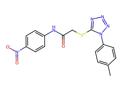 2-[1-(4-methylphenyl)tetrazol-5-yl]sulfanyl-N-(4-nitrophenyl)acetamide structure